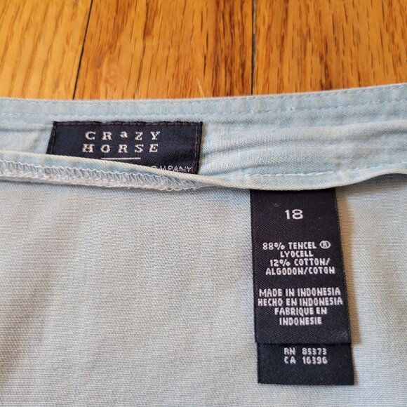 Crazy Horse Light Blue Maxi Skirt Button Detail 18 Western Jean Chambray Denim - Picture 3 of 4